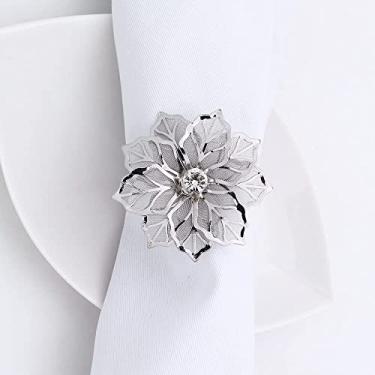 Imagem de 6 Peças Anéis de Guardanapos Florais Conjunto em Liga com Trabalho Abertura para Casamento Festa Feriado Banquete Jantar Fivela Guardanapo Delicada Decoração Brinde