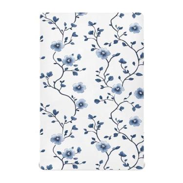 Imagem de Wassud Lençol de berço elegante com estampa de flor, respirável, para meninos e meninas, lençol com elástico, neutro, 68 x 99 cm