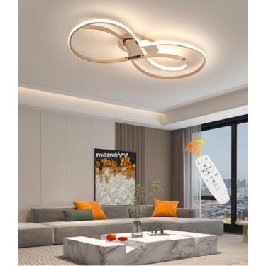 Imagem de Luminária de teto LED dimerizável com controle remoto, luminária de teto moderna, 3000k-6500k, processo de galvanização, adequada para quarto, sala de estar, sala de jantar, cozinha e escrit
