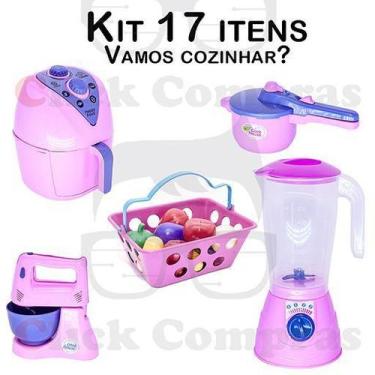 Imagem de Kit Infantil Cozinha Eletro e Mercadinho 17pç - CLICKCOMPRAS BRINQUEDO