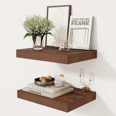 Imagem de Prateleiras flutuantes profundas de 30,5 cm, prateleira flutuante para livros, prateleira flutuante de madeira rústica para armazenamento e exibição doméstica, prateleiras espessas de 5 cm para