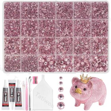 Imagem de 20.000 peças de strass de resina de geleia rosa claro para deslumbramento, tamanhos mistos de 2-6 mm pedras de cristal de strass, pedras rosa deslumbrantes para artesanato para maquiagem de rosto faça