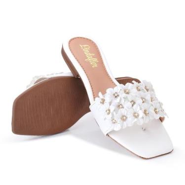 Imagem de Sandália Feminina Rasteirinha Flor Leve e Macia Tendência Moda Fashion