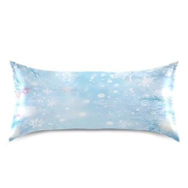 Imagem de Blueangle Fronha de cetim flocos de neve para cabelo e pele, fronha de seda, tamanho king (50,8 x 101,6 cm) - fronhas de cetim com fecho de envelope (876)