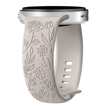 Imagem de HAYONLIY Pulseiras femininas com gravação floral compatível com Samsung Galaxy Watch 8 de 40 mm e 44 mm/Galaxy Watch 8 Classic de 46 mm, linda flor sem lacunas
