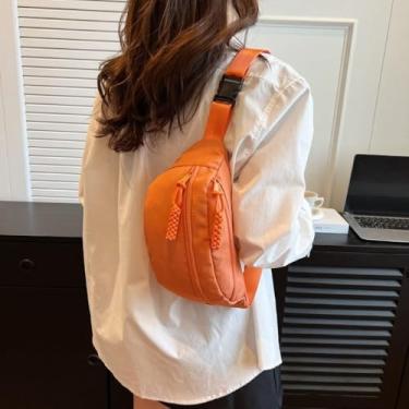 Imagem de Bolsa de mensageiro de lona, casual, de náilon, elegante, estilo coreano, de lona, transversal, streetwear, Branco