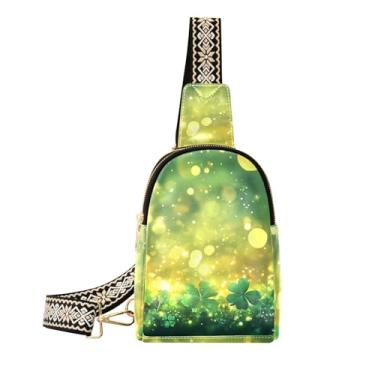 Imagem de CEBUGI Bolsa tiracolo feminina St.patricks Day Clover pequena bolsa tiracolo de couro para trilhas, viagens ao ar livre