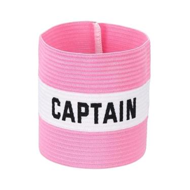 Imagem de YELARXI Braçadeira Capitão, Braçadeira de Capitão de Futebol Elásticas Ajustáveis Braçadeiras Líder Equipe Esportiva Banda de Jogador de Rugby 13 x 8,6 cm e Rosa/Branco Ajuste para (Treinamento de
