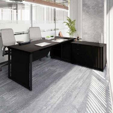 Imagem de Escrivaninha Mesa Escritório Diretor em L 180cm com Armário Lateral e 