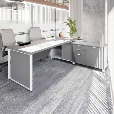 Imagem de Escrivaninha Mesa Escritório Diretor em L 180cm com Armário Lateral e 