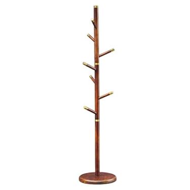 Imagem de SLGGPJBU Cabideiro de madeira que economiza espaço, suporte simples e resistente para casacos, árvore, com base sólida, suporte para roupas
