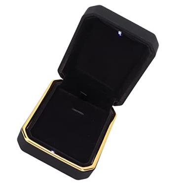 Imagem de Akozon Elegante Caixa de Pingente Iluminada para Armazenamento de Joias - Caixa Exclusiva para Anéis e Brincos Com Interior Macio - Ideal para Surpreender Entes Queridos (Preto)