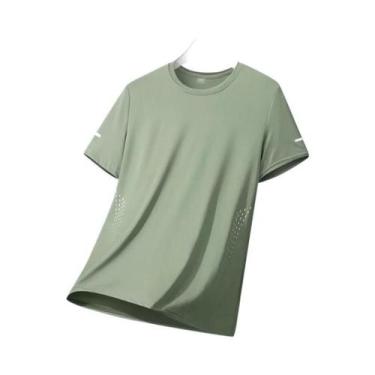 Imagem de Camiseta De Corrida Masculina De Verão Em Seda Gelada, Secagem Rápida,