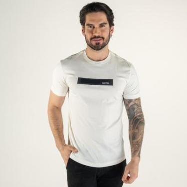 Imagem de Camiseta Calvin Klein Logo Stripe Branca-Masculino