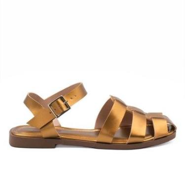 Imagem de Sandália Rasteira Zatta Fechada na Frente Luma Bronze Dourado 39-Feminino