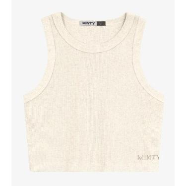 Imagem de Regata Juvenil Feminina em Ribana de Melange Minty Bege, 18, Bege