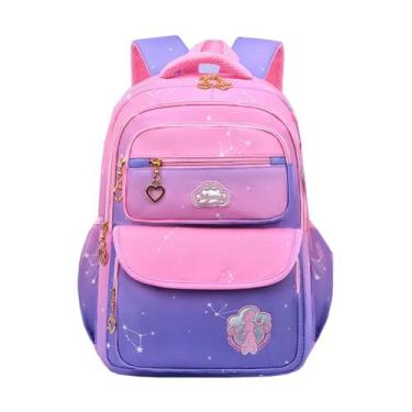 Imagem de  Mochila Colorida Infantil Meninas Bolsa Escolar Grande Espaço Lápis C