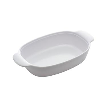 Imagem de Travessa Melamina Resistente a Quedas Branca Grande 23cm Restaurante Prato Oval Premium