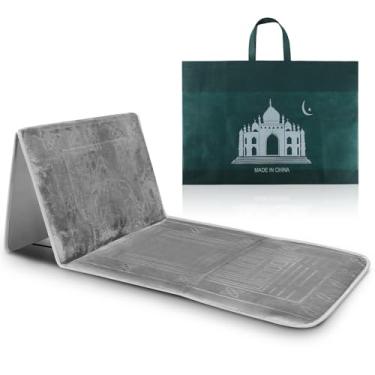 Imagem de Timgle Tapete de oração dobrável com encosto, cadeira de meditação dobrável com bolsa de armazenamento, tapete de meditação macio, tapete de oração para descanso, homem, mulher, oração, Ramadã