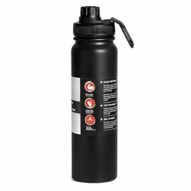 Imagem de Garrafa Térmica de Água em Aço Inoxidável 800ml Isolamento Térmico de Parede Dupla com Alça e Bico Esportivo, para Academia e Esportes (Preto)
