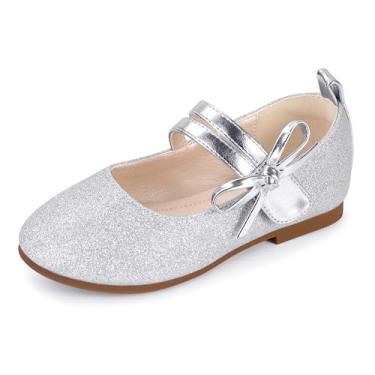 Imagem de PANDANINJIA Sapatos Sociais Naomi Para Meninas, Sapatilhas Mary Jane, Florista, Festa De Casamento, Comunhão Crianças Pequenas, Grande (Brilho Prateado, 5 M, Eua, Criança)