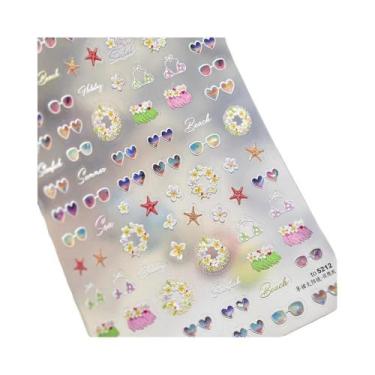 Imagem de Adesivos De Unha Autoadesivos Com Bolhas Laser E Estrelas Para Manicur