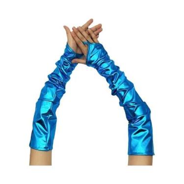 Imagem de Luvas Femininas De Couro Envernizado Multicoloridas Sem Dedos Para Fes