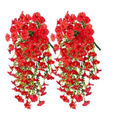 Imagem de Petúnia artificial, plantas artificiais de petúnias falsas, plantas de flores eternas à prova de intempéries para varanda, jardim, pátio, vaso, janela, caixa, passarela, plantador, vaso