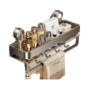 Imagem de Prateleira De Banheiro Com Ventosa, Sem Furos, Montada Na Parede, Orga