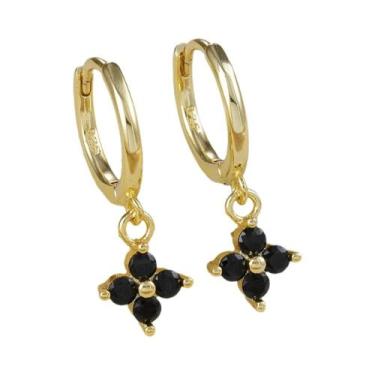 Imagem de Brincos De Argola Com Pingente De Flor De Zircônia Colorida Para Mulhe