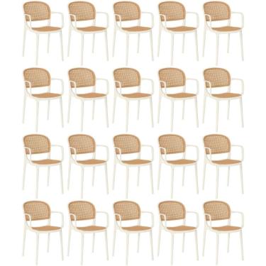 Imagem de Kit 20 Cadeiras De Jantar Roma Prática Com Braços Para Sala E Cozinha - Bege