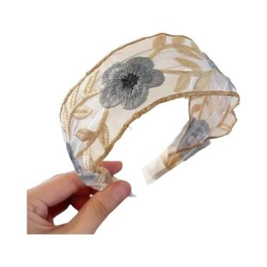 Imagem de Faixa De Cabelo Feminina Retrô Com Bordado Floral E Borda Larga - NONE