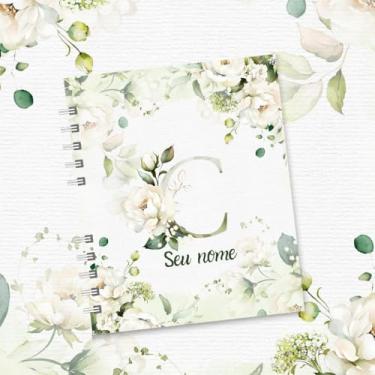 Imagem de Caderno A5 Floral Personalizado com Nome e Inicial, Caderno de Anotações sem Pauta, Caderneta Capa Dura, Caderno Espiral 96 Folhas para Estudos e Organização (C,DECORADO)