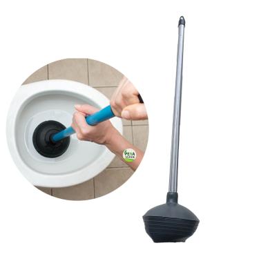 Imagem de Kit 12 Unidades Desentupidor WC Vaso Borracha COM CABO 60 cm Madeira Para Banheiro Sanitário Por Sucção Ralo Com Rosca