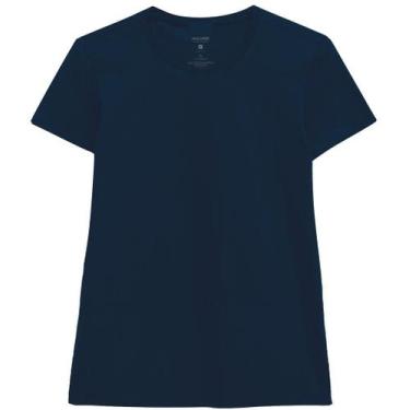 Imagem de Camiseta Baby Look Básica Feminina Malwee Original Algodão, Azul, Mari