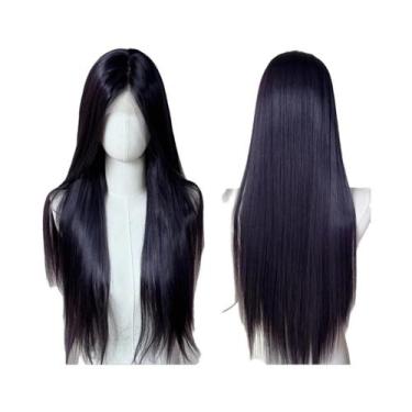 Imagem de Peruca Sintética Longa Lisa Loiro Platina 26 Polegadas 13x4 Lace Front