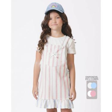 Imagem de Conjunto blusa salopete tweed Cala verão brilho sofisticado- Azul e Rosa - Menina 4 a 14 anos-Feminino