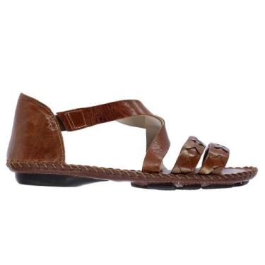 Imagem de Sandália Rasteira Feminino Andacco 12380 Couro Marrom, 38, Marrom