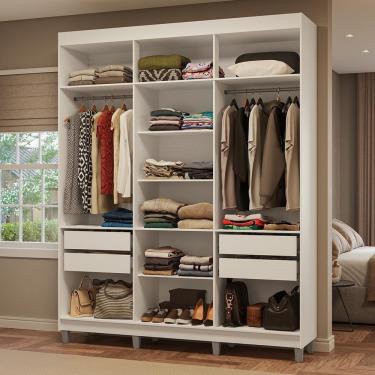 Imagem de Guarda-roupa Closet Com Pés 4 Gavetas 180cm Branco Venus Madesa Branco