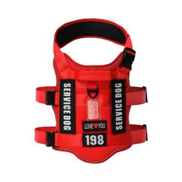 Imagem de Colete Refletivo Para Cães De Serviço, Arnês Anti-Puxão Com 4 Patches,