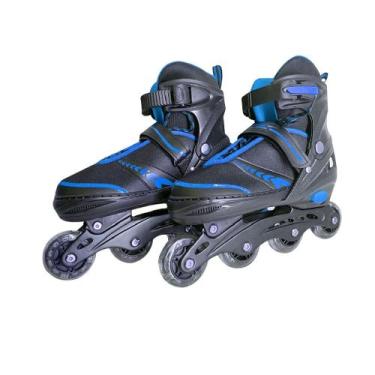 Imagem de Patins Infantil Ajustável Com Luz LED BH Store 31-34, Azul