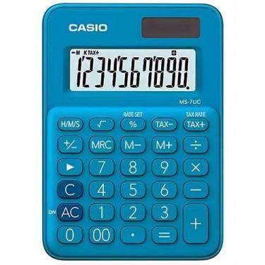Imagem de Calculadora De Mesa Casio MS7UCBU Azul 10 Dígitos Cálculo De Taxas E T
