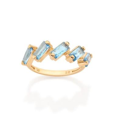 Imagem de Anel Skinny Com Zircônias Banhado a Ouro Rommanel 513653 Tamanho:18Cor