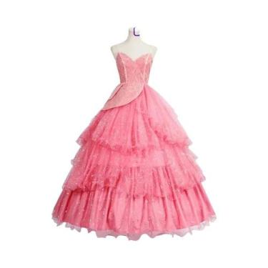 Imagem de Fantasia De Cosplay Da Bruxa Glinda a Boa Para Adultos, Vestido Rosa D
