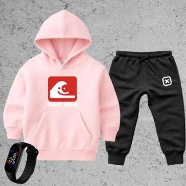 Imagem de Conjunto 3 Peças Blusa Infantil Moletom Calça x moleton Relógio Digital Look Completo Quik Smile-Unissex
