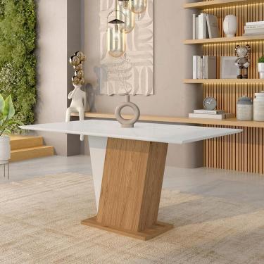 Imagem de Mesa De Jantar Tampo Mdf Qatar Retangular Avulsa Cinamomo/off - M.a