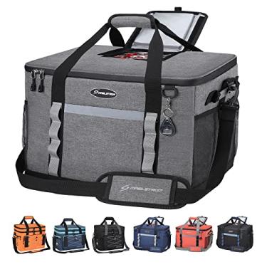 Imagem de Maelstrom ICY Bolsa térmica vazada, 75 latas de refrigerador macio dobrável, extra grande isolada à prova de vazamento, portátil para compras, acampamento, bagageiro e viagens de carro, cinza
