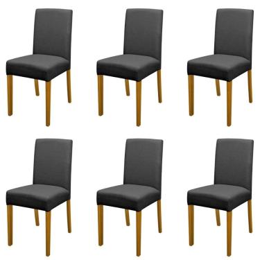 Imagem de Kit 6 Cadeiras De Jantar Estofadas Madeira Maciça Multimóveis Cr15023 Madeirado-Preto