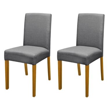 Imagem de Kit 2 Cadeiras De Jantar Estofadas Madeira Maciça Multimóveis Cr15017 Madeirado-Cinza
