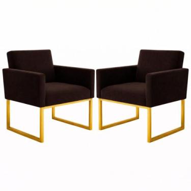 Imagem de Kit 2 Poltronas para Recepção Lina com Base de Ferro Dourado Resistent